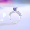 Anel de Prata S925 Paparazha com Diamante Rosa Feminino Pedra Cor Laranja Rosa Corte Flor de Gelo Zircônia 8A Diamante de Alto Carbono Anel