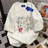 Camiseta de Algodón Puro Pesado Estilo Americano High Street Estilo Perezoso Cuello Redondo Manga Corta para Mujer Verano Holgada Casual Estilo Unisex Top Ins