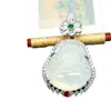 Nuevo Colgante de Buda Maitreya de Calcedonia Blanco Hielo, Moderno, Versátil, Lujo Ligero, Textura de Alta Calidad 8106