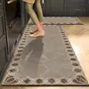 Felpudo de cocina de lujo retro, felpudo de tierra de diatomeas estilo europeo absorbente de agua y aceite, tira larga especializada, felpudo resistente a la suciedad y lavable