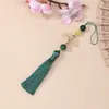 Abanico Dorado Estampado con Borlas, Colgantes de Borlas, Borlas de Hanfu, Abanico Decorativo Hecho a Mano Estilo Antiguo, Adorno Colgante con Patrón de Nubes