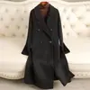 Abrigo de lana de doble cara para mujer, de longitud media, nueva colección otoño/invierno 2026, elegante estilo coreano, corte holgado, abrigo de lana de alta gama
