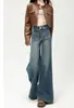 Jeans de Pierna Ancha Micro-Acampanados con Diseño de Doble Botón para Mujer Otoño e Invierno 2025 Nuevos Pantalones de Tiro Alto Retro Sueltos de Pierna Recta de Longitud Completa