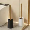 Cepillo para inodoro sin puntos ciegos para uso doméstico, cepillo limpiador para inodoros de tipo sentadilla, cepillo de baño de mango largo con base