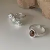 Anillo de Lazo Plegado con Piedra Preciosa de Camelia para Mujer, Diseño Sencillo de Nicho, Diseño Versátil y Exquisito, Dedo Índice Abierto