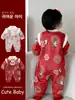 Macacão Estilo Chinês para Bebê Recém-Nascido Roupas de Bebê Inverno Lua Cheia Cem Dias Roupa Quente Forrada com Fleece Inverno 5622