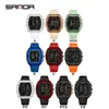 Popular Reloj Electrónico Sanda con Forma de Barril y Pantalla Única, Despertador Impermeable, Reloj de Pulsera para Estudiantes, Reloj Multifuncional con Esfera Grande, Dropshipping