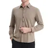 Camisa Masculina de Outono e Inverno de Veludo Espessado Imitação Lã de Manga Comprida Camisa Quente Masculina Casual de Negócios Escovada