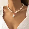 Joyería Transfronteriza Europea y Americana, Elegantes Accesorios de Cadena de Perlas para Mujer, Collar de Corazón Calado Geométrico de Doble Capa de Perlas
