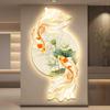 Pintura Decorativa Moderna de Alto Padrão Nova Chinoiserie Peixe Koi Hall de Entrada Pintura Luminosa LED Corredor Pintura Simples para Pendurar em Casa