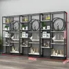 Partición Calada de Hierro Nuevo Estante de Almacenamiento Mampara de Entrada Estantería Gabinete Decorativo de Oficina de Pie Vitrina Multicapa