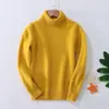 Suéter Pulôver Infantil Masculino Gola Alta Grossa 100% Lã Cor Sólida Camada Base de Caxemira para Meninas Novo Estilo