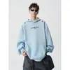 Sudadera con capucha tie-dye azul bordada estilo americano para calle, otoño para hombre estilo retro, chaqueta hoodie fresca y deportiva