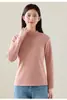 Nueva camiseta base de polar engrosado para otoño e invierno para mujer, con polar extra, alta elasticidad, adelgazante, a prueba de frío, top de cuello medio