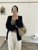 Cárdigan de punto a rayas con bloques de color, de estilo coreano y corte relajado para mujer, con mangas tipo farol amplias, tela suave y engrosada, y un diseño casual, perfecto para otoño e invierno