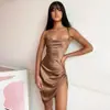 Novo Vestido de Verão 2024 Amazon Sexy Tomara-que-caia com Costas Vazadas, Cintura Alta com Cadarço Elegante e Fenda