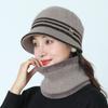 Chapéu de inverno feminino de meia-idade e idoso chapéu de mãe de pele de coelho de malha proteção de orelha quente mais chapéu de bacia cachecol chapéu de algodão de duas peças