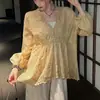 Mangas que barren el aguaEncaje soluble en agua tridimensional posicionado camisa de Tencel bordada con láser 2026 top camisa de manga larga de otoño