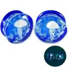 Jalea Blanca Transfronteriza Tambor de Cintura Redondo de Cristal Puños de Oreja Moda Fondo Azul Luminoso Perforación Integrada Expansores de Oreja de Tambor de Cintura Sólidos