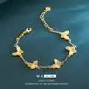 Estilo Tienda de Oro Super Hada Destello Tres Mariposas CNC Collar Pulsera Anillo Set Dorado como Regalo de Cumpleaños para Tu Novia