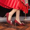 2024 Primavera e Outono Novos saltos altos pontudos salto agulha feminino sapatos de noiva sapatos de camada única da moda feminina sapatos de casamento
