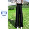 Calça Larga de Seda de Gelo Yamamoto para Mulheres, Verão Fina de Cintura Alta Fluida Casual, Estilo Preguiçoso, Azul Escuro, Nova Calça Casual