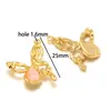 Colgante de Acero Inoxidable con Incrustaciones de Diamantes Estilo Francés Mariposa Luna Corazón Dorado Accesorios para Collar Pulsera Joyería Venta al por Mayor Transfronteriza