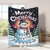 Manta de Felpa Suministro Navidad Muñeco de Nieve Lindo con Patrón de Dibujos Animados de Anciano Impresión Manta de Regalo de Navidad