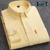 Camisa Blanca de Manga Larga para Hombre, Camisa de Algodón Transpirable de Color Sólido para Negocios, Ropa Profesional para Jóvenes y Personas de Mediana Edad, Ropa de Trabajo sin Planchar