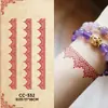 Anel de Braço de Henna Adesivo de Tatuagem Vermelho para Mulheres Impermeável Duradouro Braço Dorso da Mão Renda Pintado de Vermelho Imitação de Henna