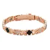 Pulsera Magnética Popular Transfronteriza Europea y Americana, Elegante Aleación de Trébol de Lujo Ligero Incrustada con Diamantes, Pulsera Magnética Antiestática de una Sola Fila