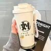 26 Nueva Taza Térmica Portátil para Mujer Alta Apariencia Taza de Agua con Popote Acero Inoxidable 304 Pareja Celebridad de Internet Almacenamiento en Frío Taza de Café.