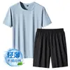 [M-8XL] Conjunto Esportivo Casual Masculino Verão Corrida Tamanho Grande Tamanho Grande Verão Seda de Gelo Camiseta de Manga Curta