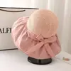 Sombrero de Pescador de Goma Negro para Mujer de Verano, Sombrero de Paja con Protección Solar para Exteriores, Sombrero de Sol de Copa Abierta, Se Puede Atar en una Cola de Caballo, Fácil de Guardar, Sombrero Parasol