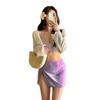 Bikini de Tres Piezas Estilo Nuevo Traje de Baño Tailandés Gama Alta Ins Estilo Falda Color Caramelo Deseo Puro Traje de Baño para Resort de Aguas Termales
