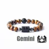 Pulsera con Cuentas de Piedra Natural Zodiacal de Amazon Transfronteriza Doce Signos del Zodiaco Ojo de Tigre Piedra con Imagen Pulsera Venta al por Mayor