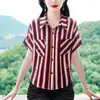 Moderna 2026 Nuevo Diseño Delgada Retro Talla Grande Rayada Estilo Francés Camisa Top Adelgazante Camisa Holgada Camiseta