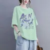 Lightning Warehouse Camiseta de Verano 100kg Tallas Grandes Algodón Manga Corta Corte Holgado Cubre Vientre Adelgazante Estampada para Mujer