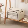 Caja de almacenamiento de acero de color sólido, organizador de ropa plegable, gabinete para mudanzas y cambios de temporada, caja Baina, caja de almacenamiento de juguetes transparente
