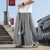 Nuevos pantalones de traje Tang estilo chino para hombre, 8XL, cálidos, talla grande, pantalones falda de pierna ancha bordados estilo chino, pantalones largos Hanfu sueltos y fluidos