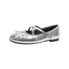 313-61 Plata Francesa Ballet Mary Jane Planos Mujer Correa Cruzada Plana Par Absolutamente Hermoso con Faldas Zapatos para Mujer Talla Grande