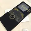 Convites de Casamento em Veludo Estilo Europeu, Convites de Casamento em Veludo Preto, Convites Transparentes em Acrílico com Estampagem Dourada