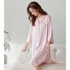 Camisón de Verano Delgado de Seda de Hielo para Mujer Pijama de Manga Corta de Seda Simulada Vestido Cárdigan Ropa para el Hogar Vestido Blanco