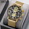 Megir Venta al por mayor transfronteriza Dropshipping Cronógrafo de tres ojos y seis manecillas Reloj de cuarzo Reloj para hombre 2249