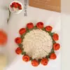 Manta con diseño de ramo de rosas mini, posavasos, hilo, ganchillo, hecho a mano, kit de material de tejer DIY para tejer y hacer ganchillo para aliviar el aburrimiento