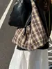 Bolso Bandolera para Mujer 2025 Nuevo Retro Cuadros Cremallera Bolsa de Lona Gran Capacidad Casual Versátil Bolso de Hombro Cuadros