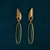 Brincos de Gota Esmeralda Vintage Qingdao Brincos Artísticos Retro de Nicho Brincos de Tarraxa Versáteis da Moda Luxo Leve Sensação de Alto Padrão