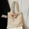 Bolsa de Tricô Estilo Western Casual Feminina 2025 Nova Estilo Coreano Bolsa Tote Preguiçosa Grande Capacidade para Ir ao Trabalho Bolsa de Ombro sob o Braço