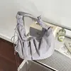 Nueva Bolsa Estilo Coreano Ins Estilo Perezoso Bolsa Croissant Bolsa de Lona Gran Capacidad Bolsa Cuadros Plegada Bolso de Hombro Cruzado para Viajes