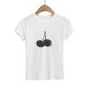 Nuevo Top de Mujer Primavera y Verano Viento Puro Delgado que Muestra la Figura Camiseta Top Casual de Manga Corta con Cuello Redondo Estampado de Manzana
